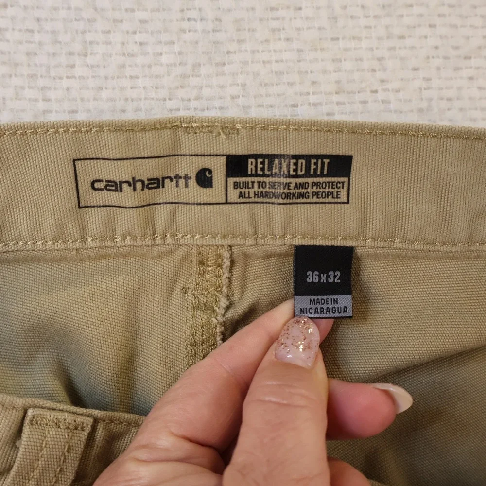 Carhartt Mens 36x32 Rugged Flex Relaxed Fit Canvas Work Pant Tan BN2291-M